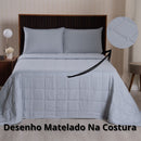 Colcha Cobre Leito King 3 Peças Percal 400 Fios Dupla Face Matelado Na Costura - Raraluz Casa - Cinza