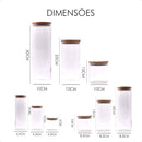 Kit 9 Potes Mantimentos Vidro Herméticos Com Tampa Bambu Alta Resistência Epsilon EPS-709
