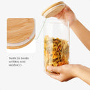 Kit 9 Potes Mantimentos Vidro Herméticos Com Tampa Bambu Alta Resistência Epsilon EPS-709