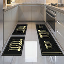 Tapete De Cozinha Kitchen Itens 3 Peças Antiderrapante Comprimento 120 cm Cor Preto Largura 34 cm